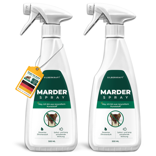 Silberkraft Marderspray 500ml im praktischen 2er-Set – Effektiver Schutz gegen Marderbefall in Fahrzeugen und Gebäuden. Langanhaltende Wirkung.