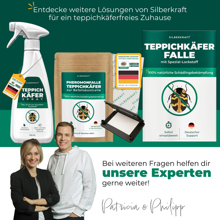 Silberkraft Lösungen gegen Teppichkäfer – Teppichkäferfalle, Pheromonfalle und ergänzende Produkte zur Befallskontrolle