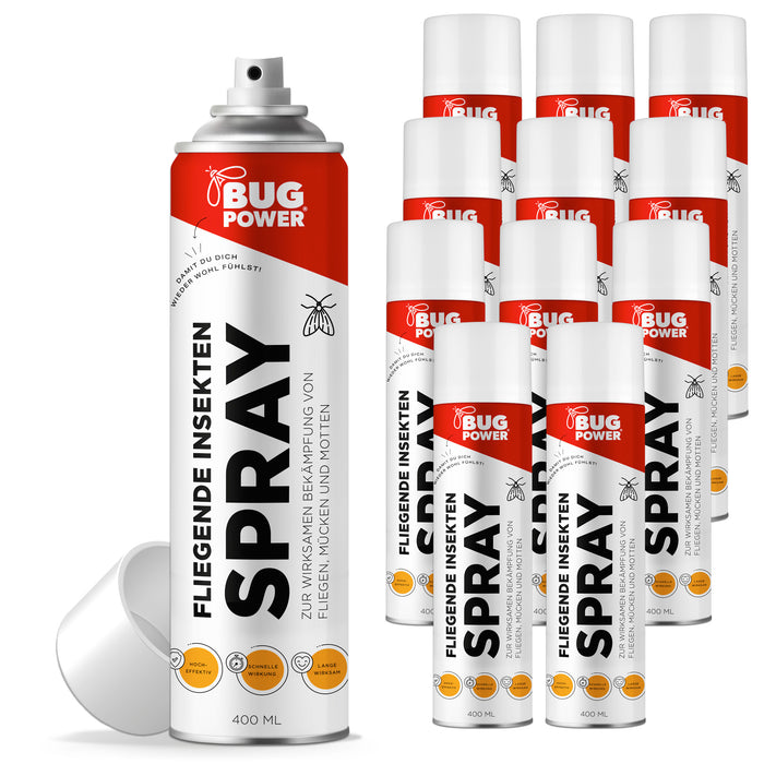 BugPower Spray gegen fliegende Insekten 400 ml - breites Wirkungsspektrum - schnelle Wirkung & mit Knock-Down-Effekt