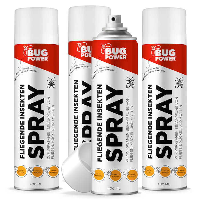 BugPower spray contre les insectes volants 400 ml - large spectre d'action - action rapide &amp; avec effet knock-down