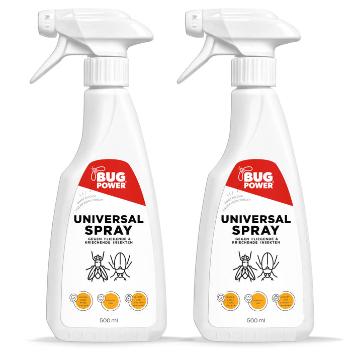 BugPower spray universale per insetti 1 litro - contro tutti gli insetti striscianti e volanti - effetto rapido e protezione duratura - con effetto abbattente