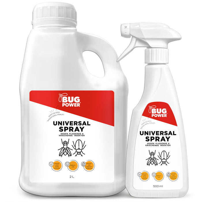 BugPower spray universale per insetti 1 litro - contro tutti gli insetti striscianti e volanti - effetto rapido e protezione duratura - con effetto abbattente