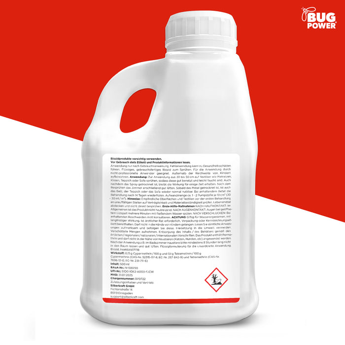 Spray anti-punaises de lit BugPower 1 litre - efficace contre les punaises de lit et leurs larves