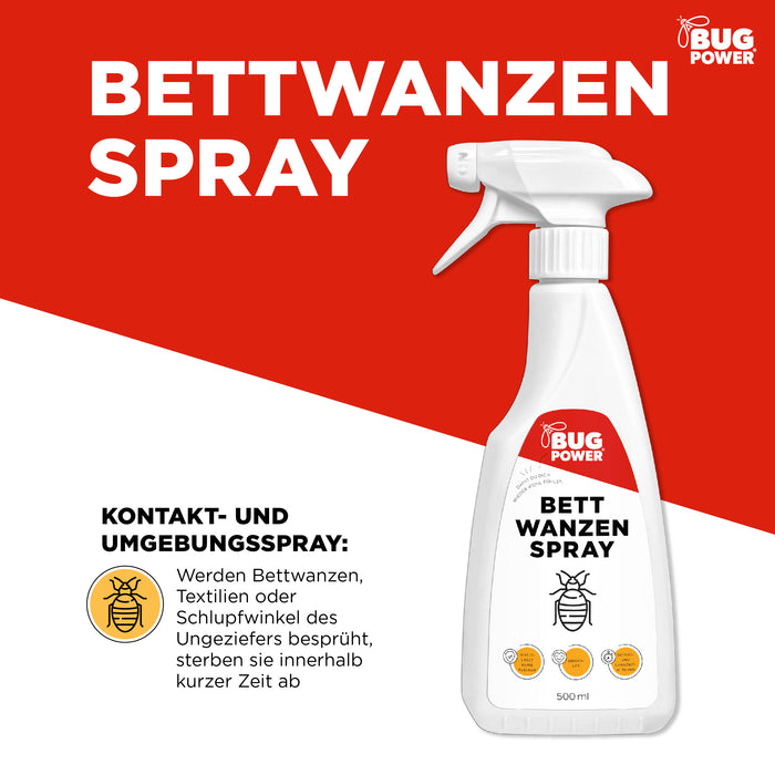 Spray per cimici dei letti BugPower 1 litro - efficace contro le cimici dei letti e le loro larve - effetto rapido e protezione di lunga durata