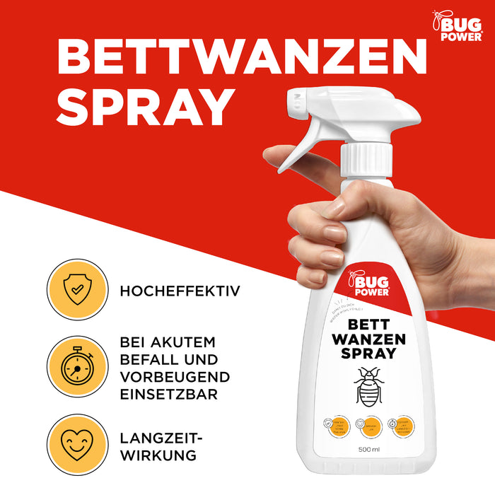 Spray per cimici dei letti BugPower 1 litro - efficace contro le cimici dei letti e le loro larve - effetto rapido e protezione di lunga durata