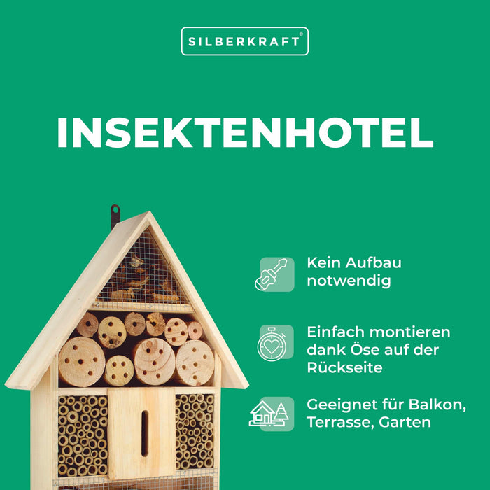 Hôtel à insectes en bois de pin - abri pour insectes - 48 x 31 x 10 cm