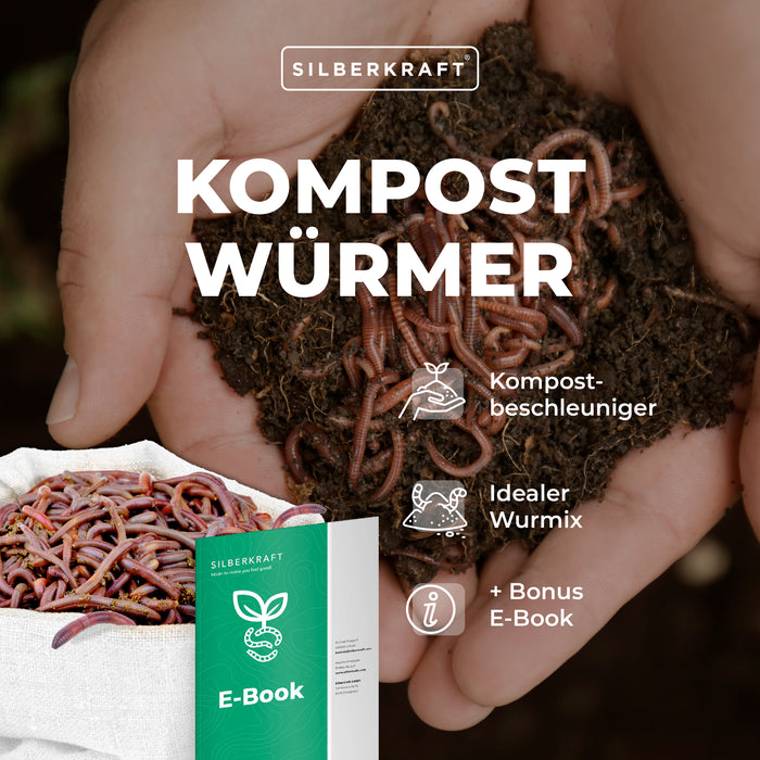 Set di vermi per compost Silberkraft - mix di vermi per compost viventi - efficace acceleratore di compost per scatola di vermi, compostiera per vermi, contenitore per compost rapido, contenitore per compost - super verme veloce e sostenibile