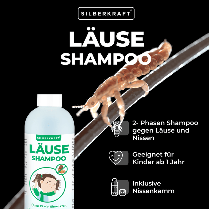 Kopfläuse-Shampoo - Läuseshampoo für Kinder & Erwachsene inkl. Nissenkamm Läuse Shampoo