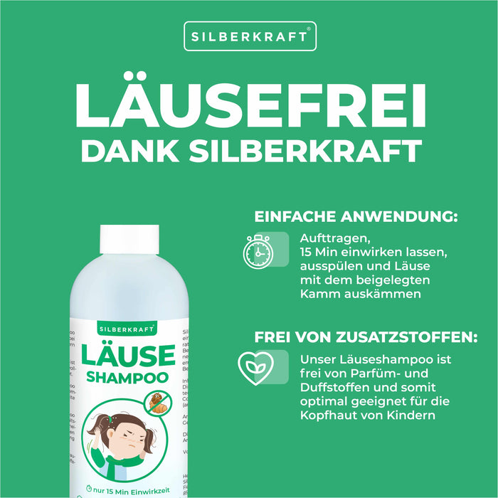 Kopfläuse-Shampoo - Läuseshampoo für Kinder & Erwachsene inkl. Nissenkamm Läuse Shampoo