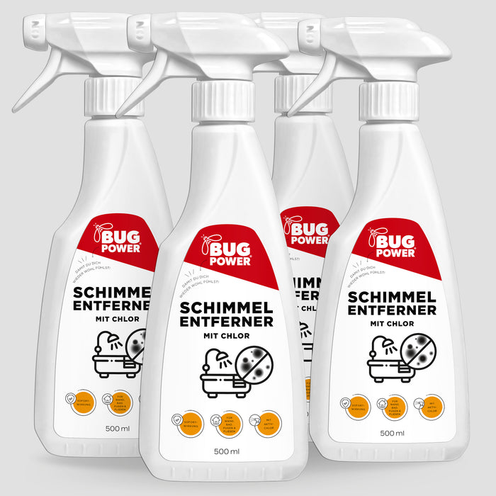 BugPower Schimmel Entferner Spray + Chlor - für Fliesen, Fugen, Wände & Decken Schimmelentferner