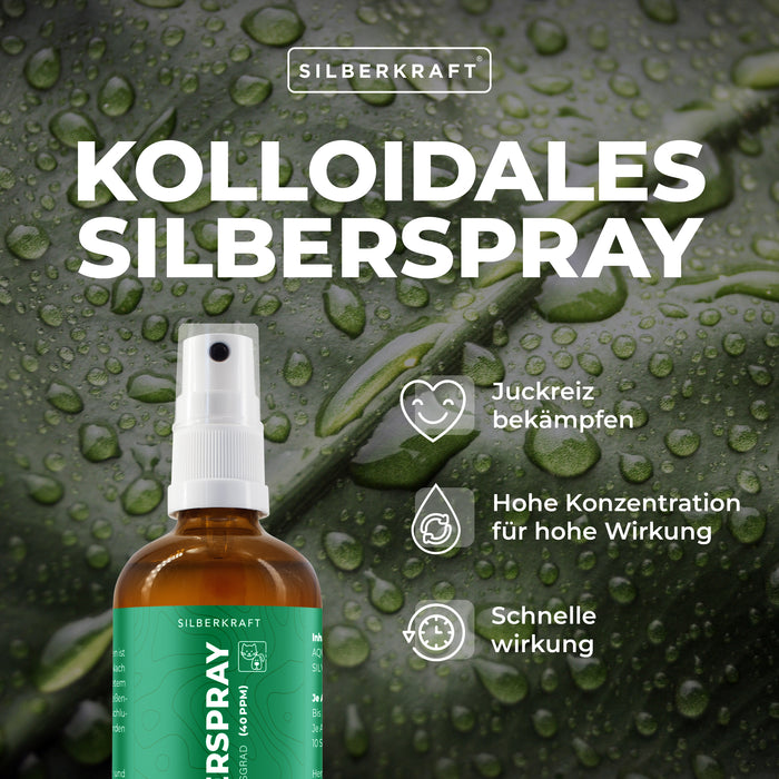 Kolloidales Silberspray 100 ml - Spray zur Wundheilung - Hautpflege bei Ungezieferbefall, Juckreiz, Infektionen, Entzündungen - für Hunde, Katzen, Nagetiere und andere Haustiere