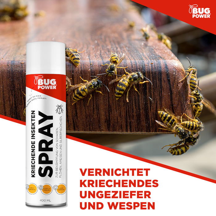 BugPower Spray gegen kriechende Insekten und Wespen 400 ml - breites Wirkungsspektrum - schnelle Wirkung & Knock-Down-Effekt