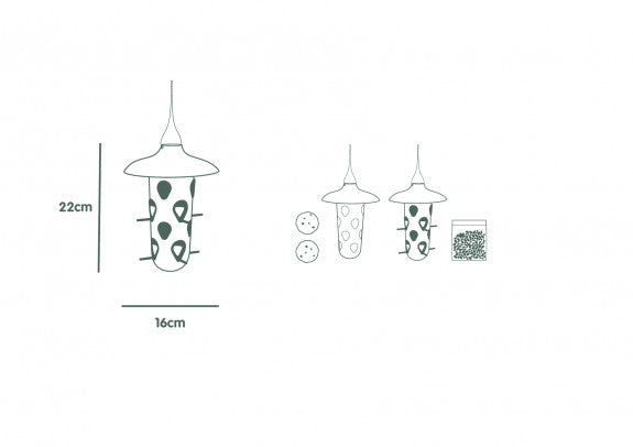 Vogelfutterspender - Multifunktionale Futterstation für die Vogelfütterung - 22 cm